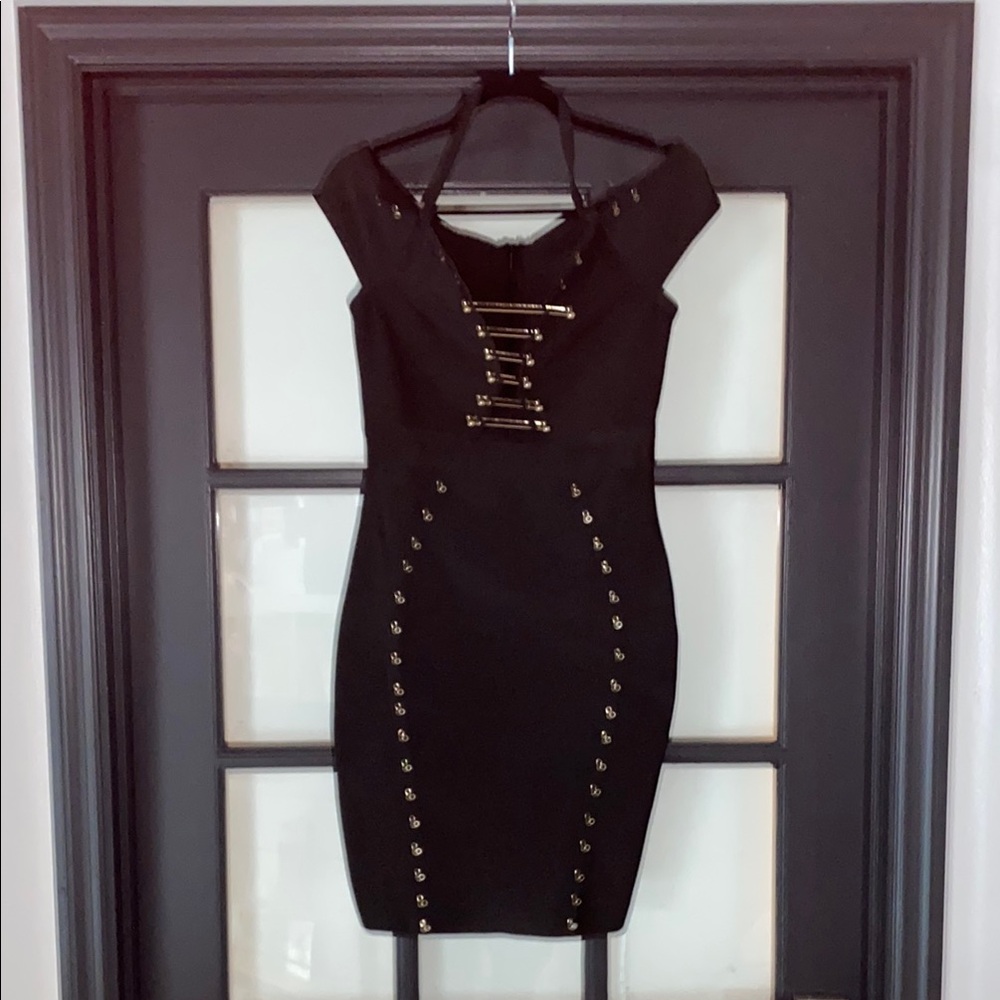 Elegant Black Dress with Gold Accents